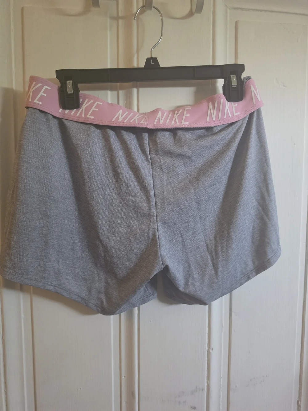 Nike Women’s Gray Athletic Shorts with Pink Branded Waistband